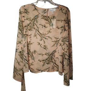 Cloud Chaser Blush Floral Wrap Women's Blouse Top- Size XL